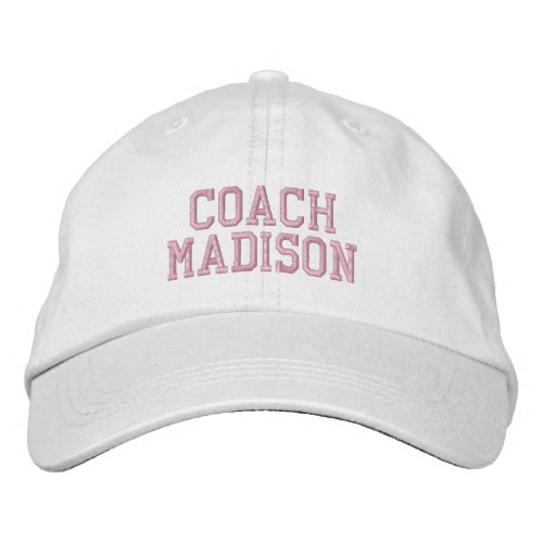 Coach pink personalized custom name text sports embroidered baseball cap