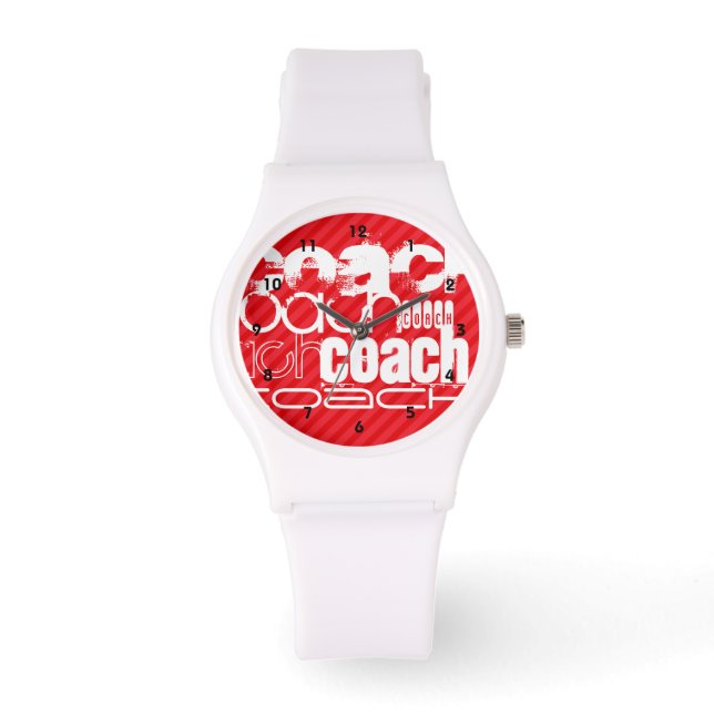 Coach; Scarlet Red Stripes Watch (Front)