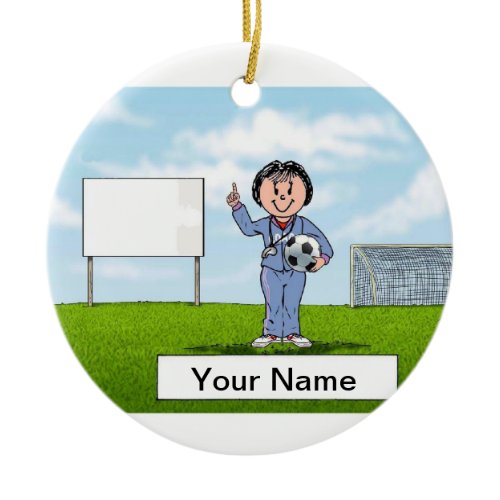 Coach,  Soccer - Female Ceramic Ornament