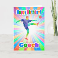 Coach, Soccer Player Birthday Colorful Abstract