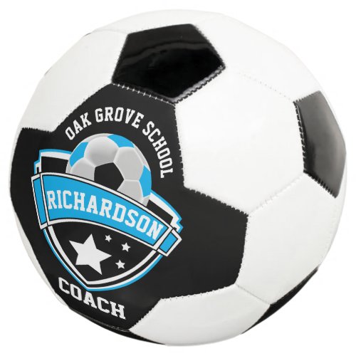 Coach _ Sport Logo _ Baby Blue Black and White Soccer Ball