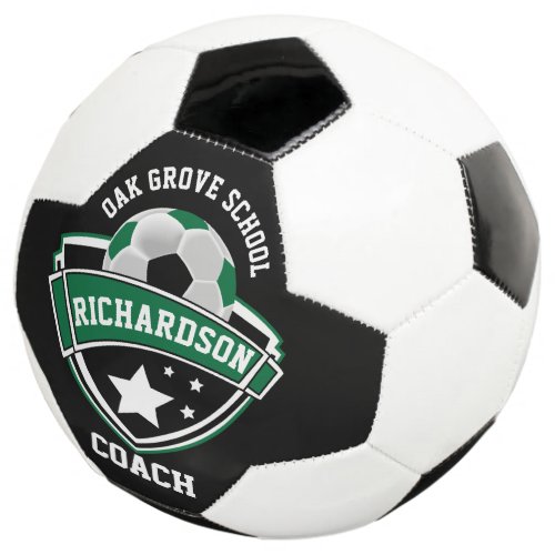 Coach _ Sport Logo _ Dark Green Black and White Soccer Ball