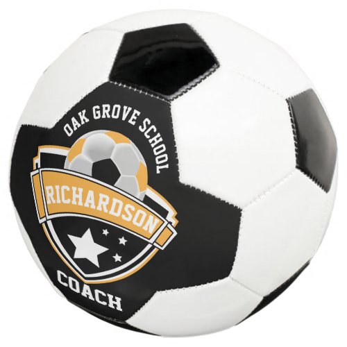 Coach _ Sport Logo _ Gold Black and White Soccer Ball