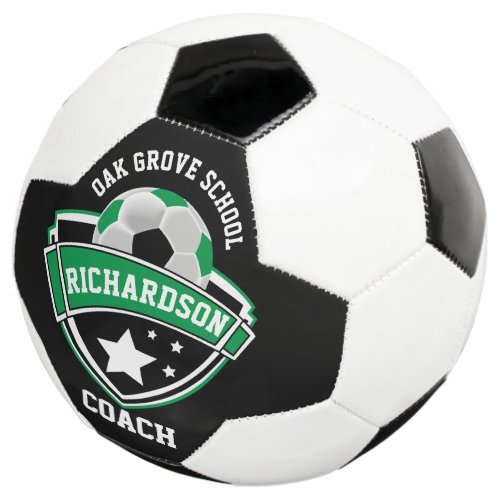 Coach _ Sport Logo _ Green Black and White Soccer Ball