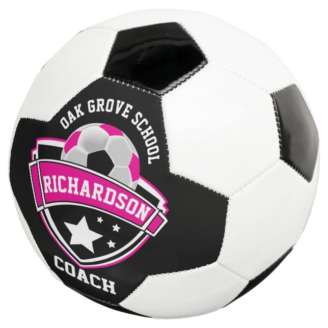 Coach - Sport Logo - Pink, Black and White Soccer Ball (Three Quarter)