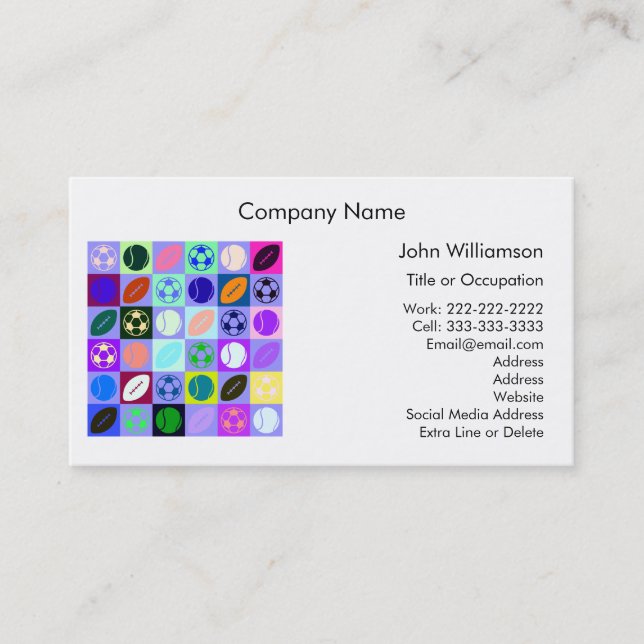 Coach Sports Store Sales Football Soccer Baseball Business Card (Front)
