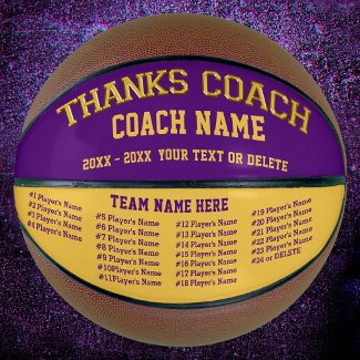 Coach, Team, All Player's Names, Custom Basketball