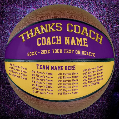 Coach Team All Players Names Custom Basketball