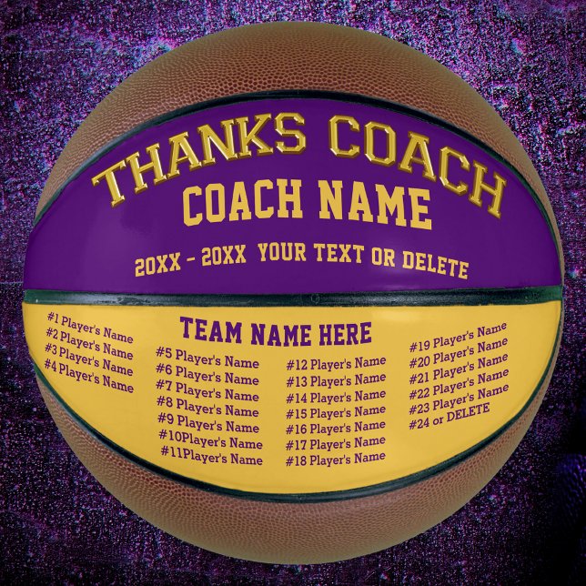 Coach, Team, All Player's Names, Custom Basketball (Coach basketball. Personalized Basketball Ball. Good gifts for basketball coaches. Basketball coach.)