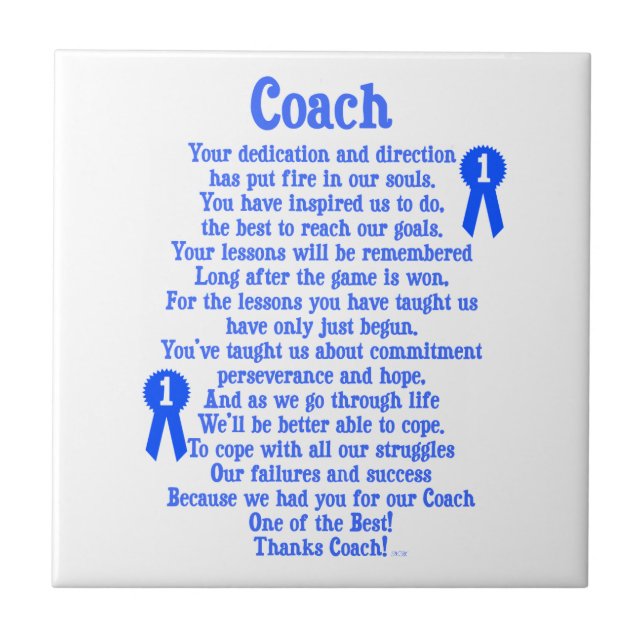 Coach Thank You Ceramic Tile (Front)