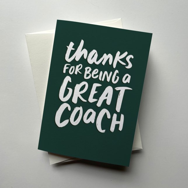 Coach thank you cool green and white card