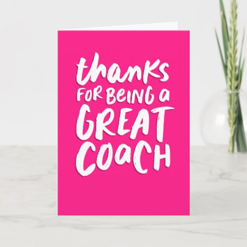 Coach thank you fun pink handlettered card