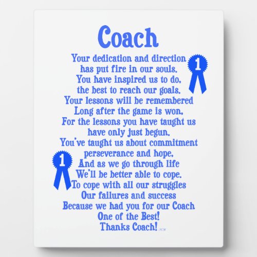 Coach Thank You Plaque