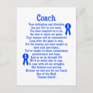 Coach Thank You Postcard