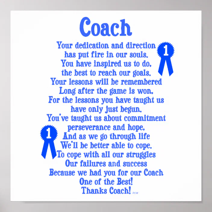 Thank You Coach Quotes Coach Thank You Poster | Zazzle.com