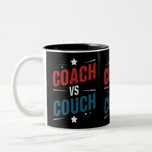 Coach vs Couch Kamala Harris Tim Walz 2024 Two-Tone Coffee Mug