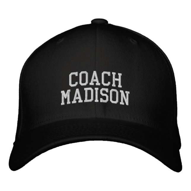 Coach white personalized custom name text sports embroidered baseball cap (Front)