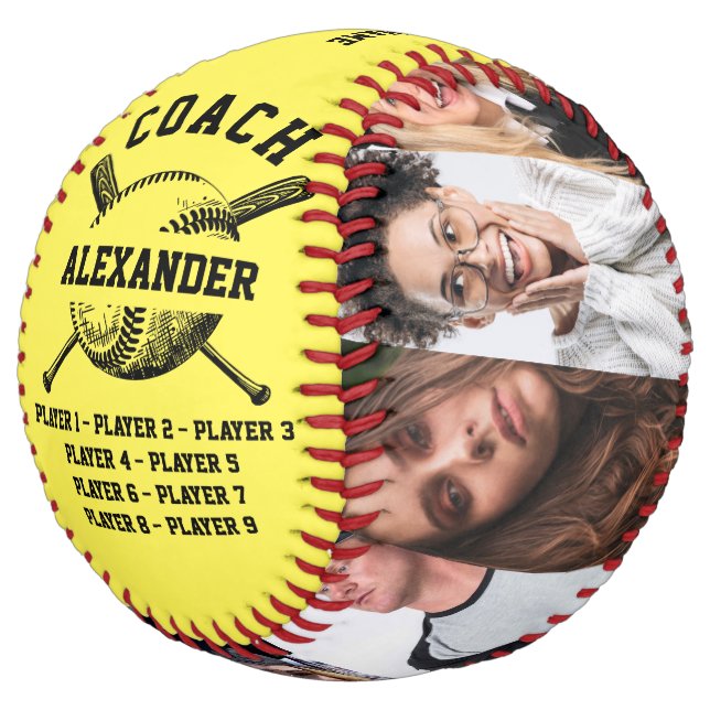 Coach With Personalized 9 photos & Player's Names Softball (Angled)