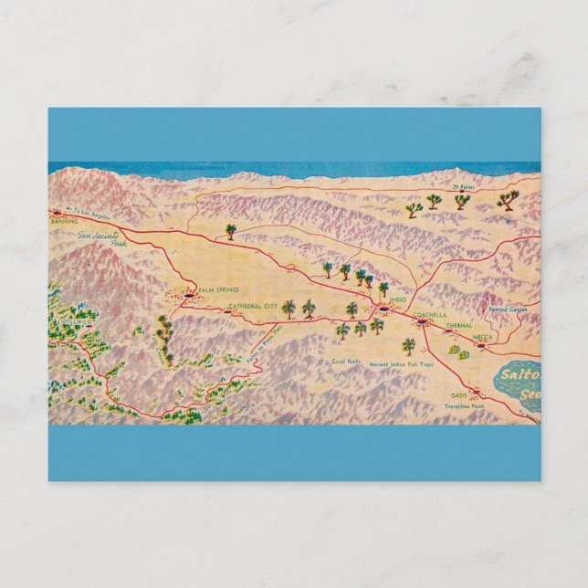 Coachella California Illustrated Postcard (Front)