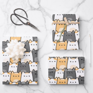 Coachella Cats Yellow And Gray Seamless Pattern Wrapping Paper Sheets
