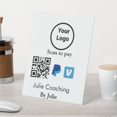 Coachin business card add your logo Q R code name  Pedestal Sign