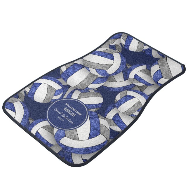coach's gift blue gray volleyballs pattern car floor mat (Angled)