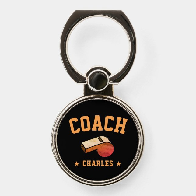 Coach's Whistle | Personalized Coach Name Phone Ring Stand (Front)