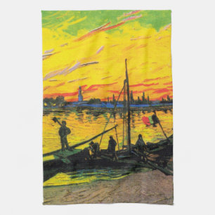 Coal Barges (F437) Van Gogh Fine Art Kitchen Towel