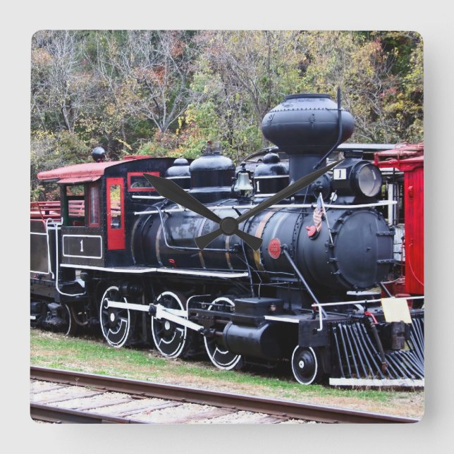 Coal Engine Train Square Wall Clock (Front)
