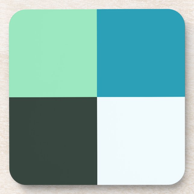 Coal Gray Ivory White Teal Green Aqua Blue Coaster (Front)