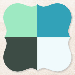 Coal Gray Ivory White Teal Green Aqua Blue Paper Coaster