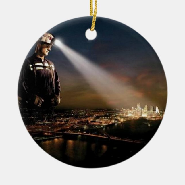 COAL KEEPS OUR LIGHTS ON CERAMIC ORNAMENT (Front)