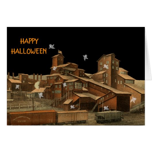 COAL MINE HALLOWEEN GHOSTS AMERICAN FLAG TRAIN CAR (Front Horizontal)