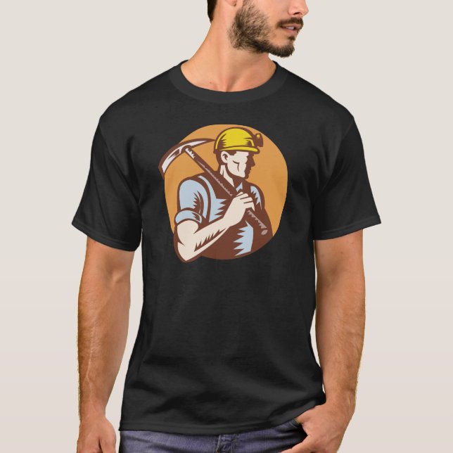 Coal miner at work with pick ax T-Shirt (Front)