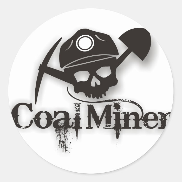 coal miner round stickers