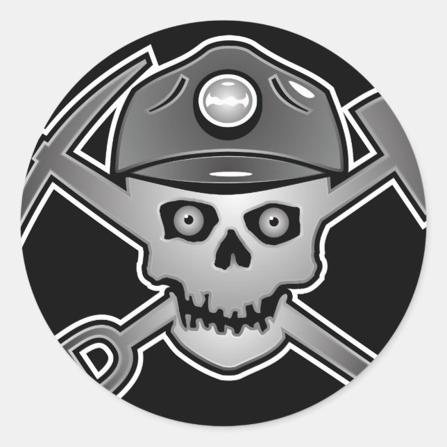 COAL MINER SKULL CLASSIC ROUND STICKER (Front)