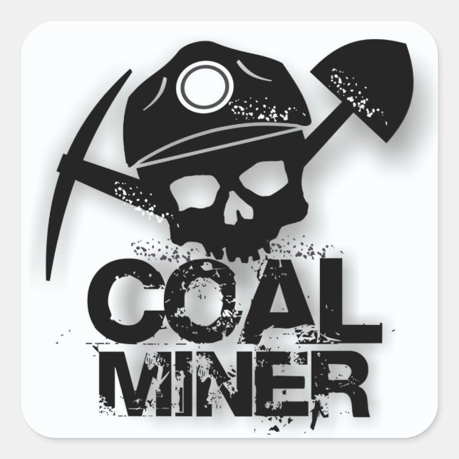 COAL MINER SKULL SQUARE STICKER (Front)