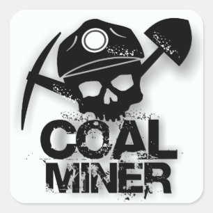 COAL MINER SKULL SQUARE STICKER