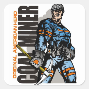 coal miner square sticker