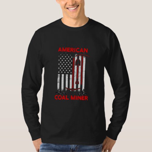 Coal Miner Us Flags Funny Mining Mine Worker  T_Shirt