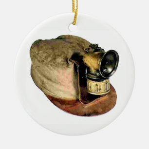 Coal Miner's Cap Ceramic Ornament