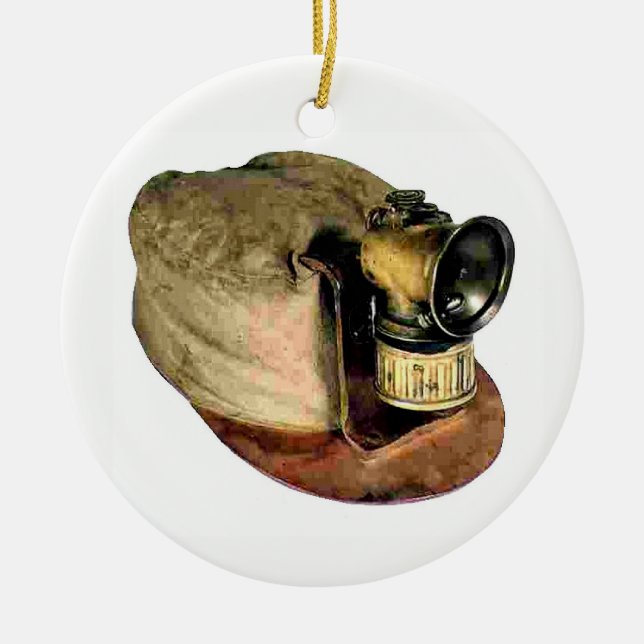 Coal Miner's Cap Ceramic Ornament (Front)