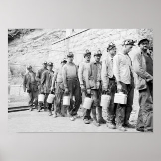 Coal Miners Finishing Shift - West Virginia - 1946 Poster