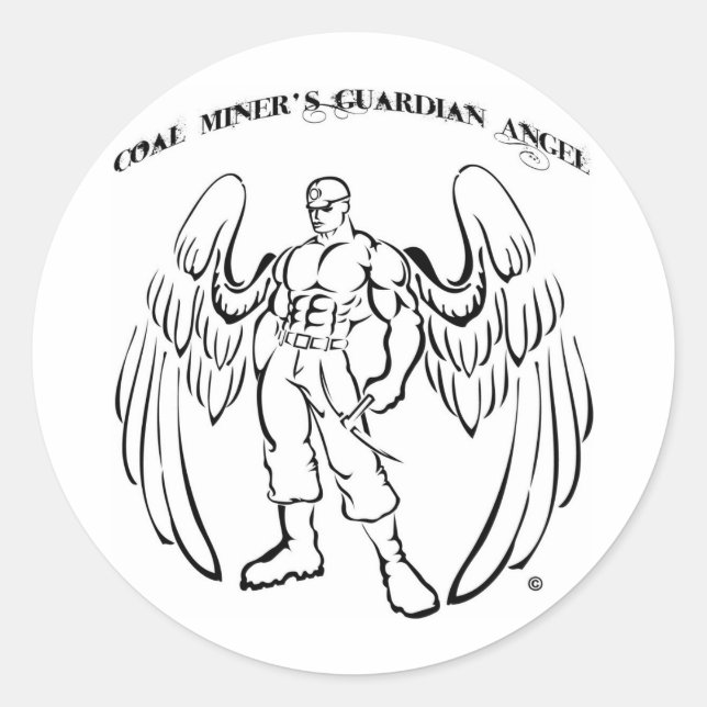 Coal Miner's Guardian Angel Classic Round Sticker (Front)