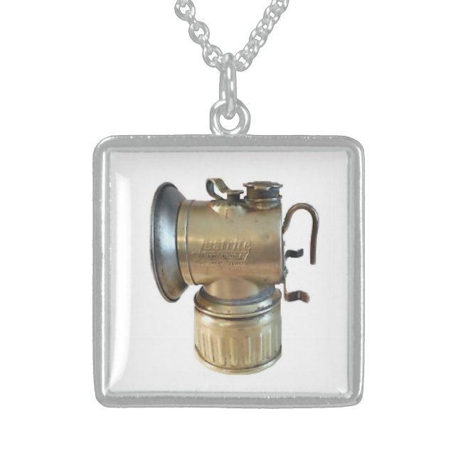 Coal Miner's Lamp Neckwear Sterling Silver Necklace (Front)