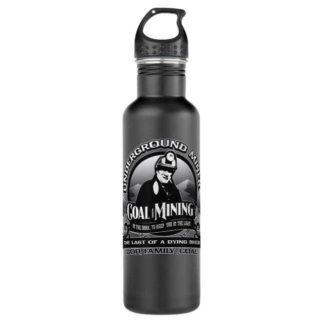 Coal Mining Underground Miner Retired Miner God Fa Stainless Steel Water Bottle (Front)