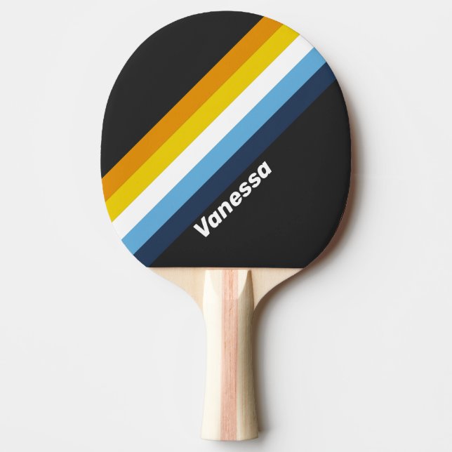 Coal Nightfall Striped with Name Ping Pong Paddle (Front)