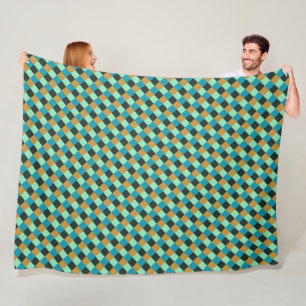 Coal Ochre Teal Green Blue Plaid Fleece Blanket