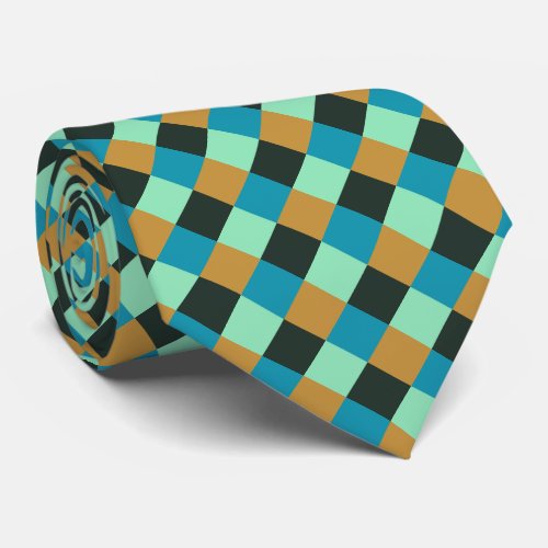 Coal Ochre Teal Green Blue Plaid Tie