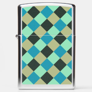 Coal Olive Teal Green Blue Aqua Turquoise Plaid Zippo Lighter